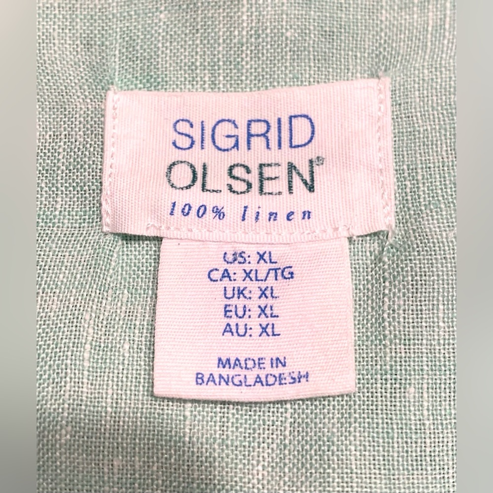 Sigrid Olsen Lt. Mint Green Linen Top Sz XL - Picture 6 of 9